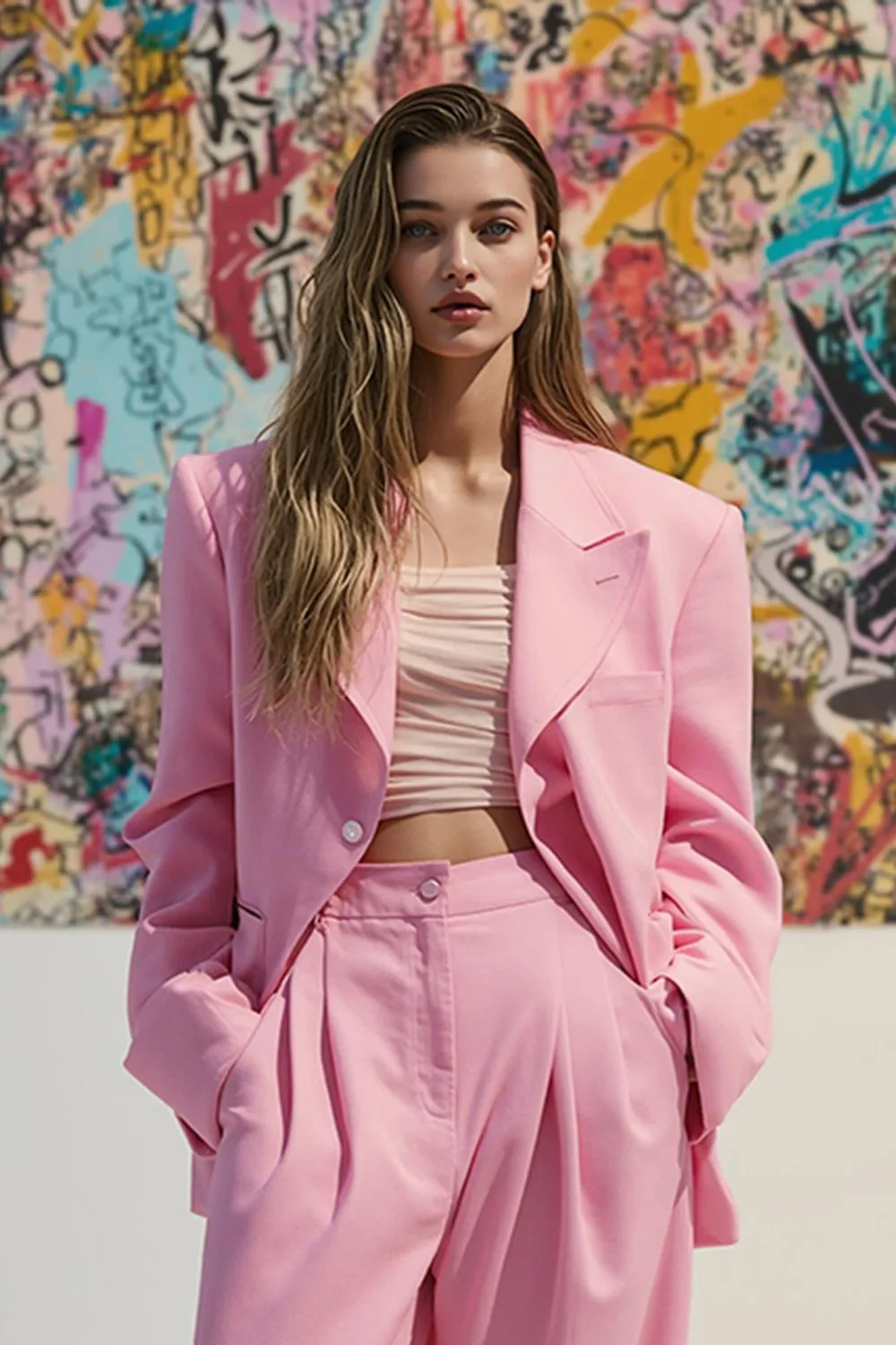 Pink Peak Lapel Satin 2 Piece Women Prom Suits with Pockets sold by Zapaka product image thumbnail 2