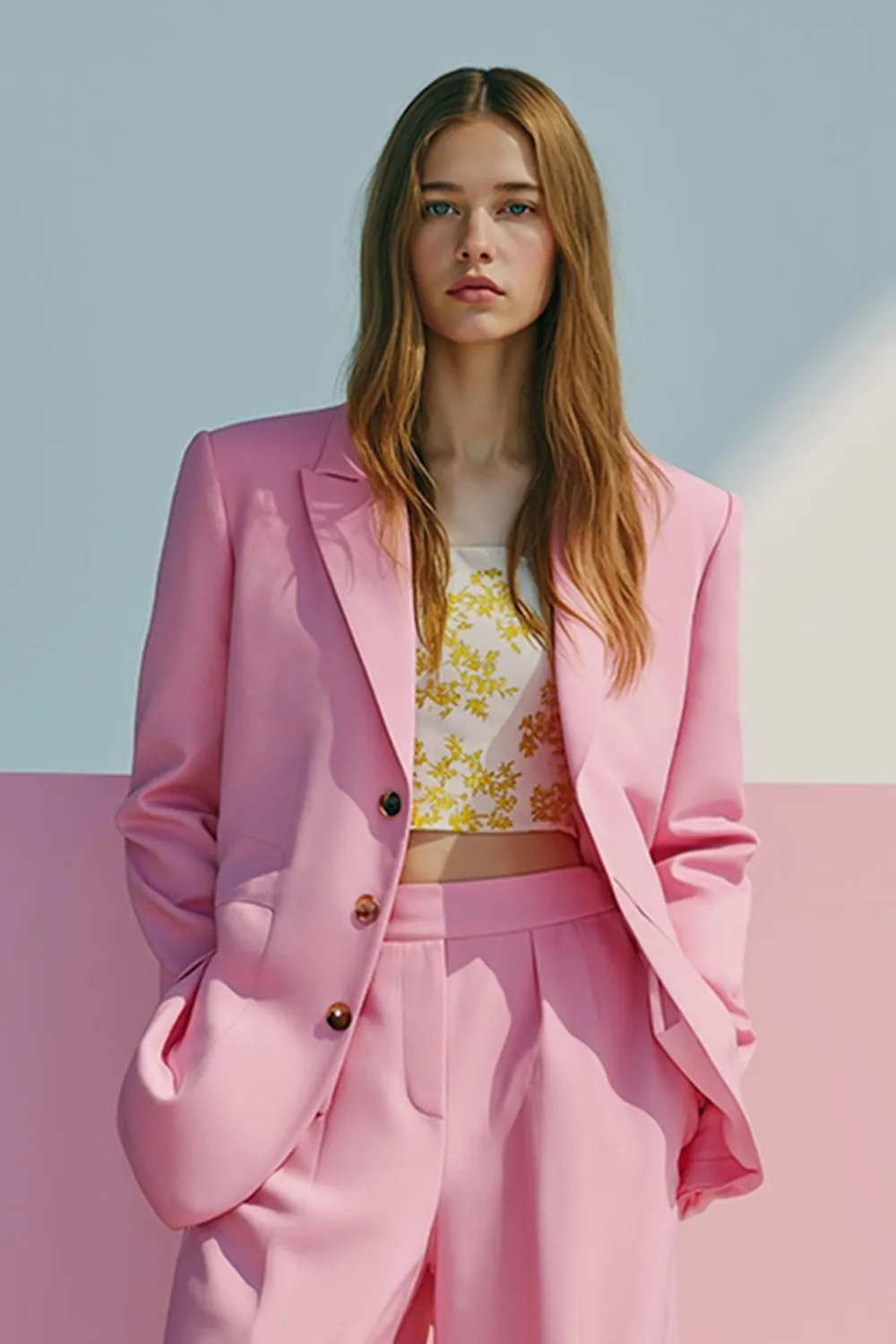 Pink Single Breasted 2 Piece Satin Prom Suits with Pockets sold by Zapaka product image thumbnail 2