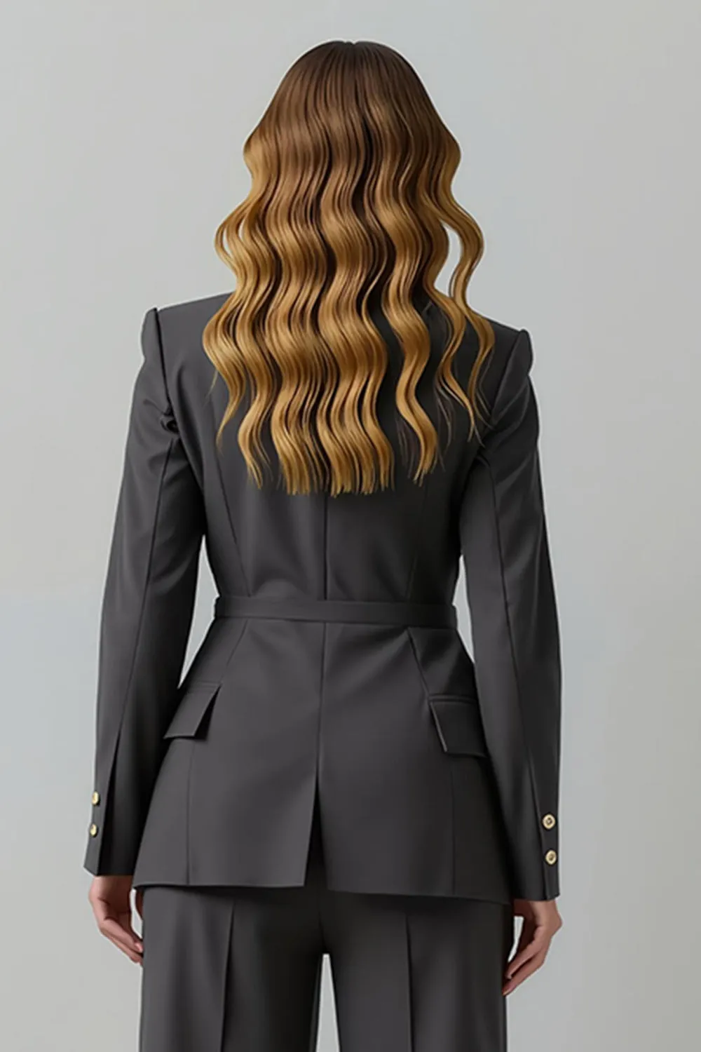 Dark Grey Peak Lapel 2 Piece Double Breasted Business Suits sold by Zapaka product image thumbnail 4