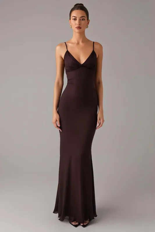 Brown Mermaid Spaghetti Straps Formal Dress sold by Zapaka