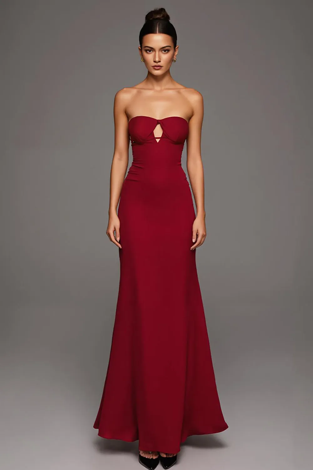 Strapless Red Cut Out Mermaid Formal Dress sold by Zapaka