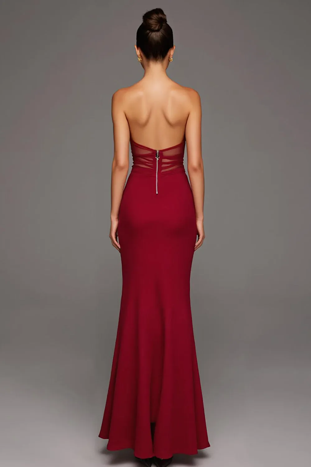 Strapless Red Cut Out Mermaid Formal Dress sold by Zapaka product image thumbnail 2