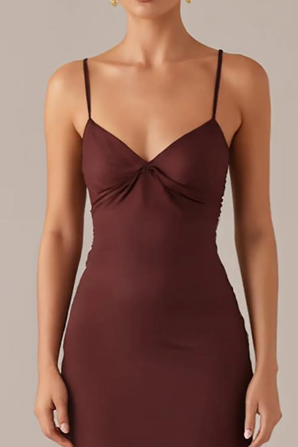 Plum Spaghetti Straps Sheath Formal Dress sold by Zapaka product image thumbnail 3
