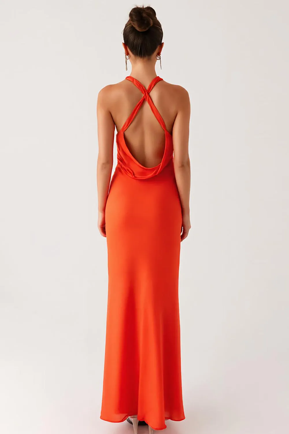 Halter Orange Backless Sheath Formal Dress sold by Zapaka product image thumbnail 2