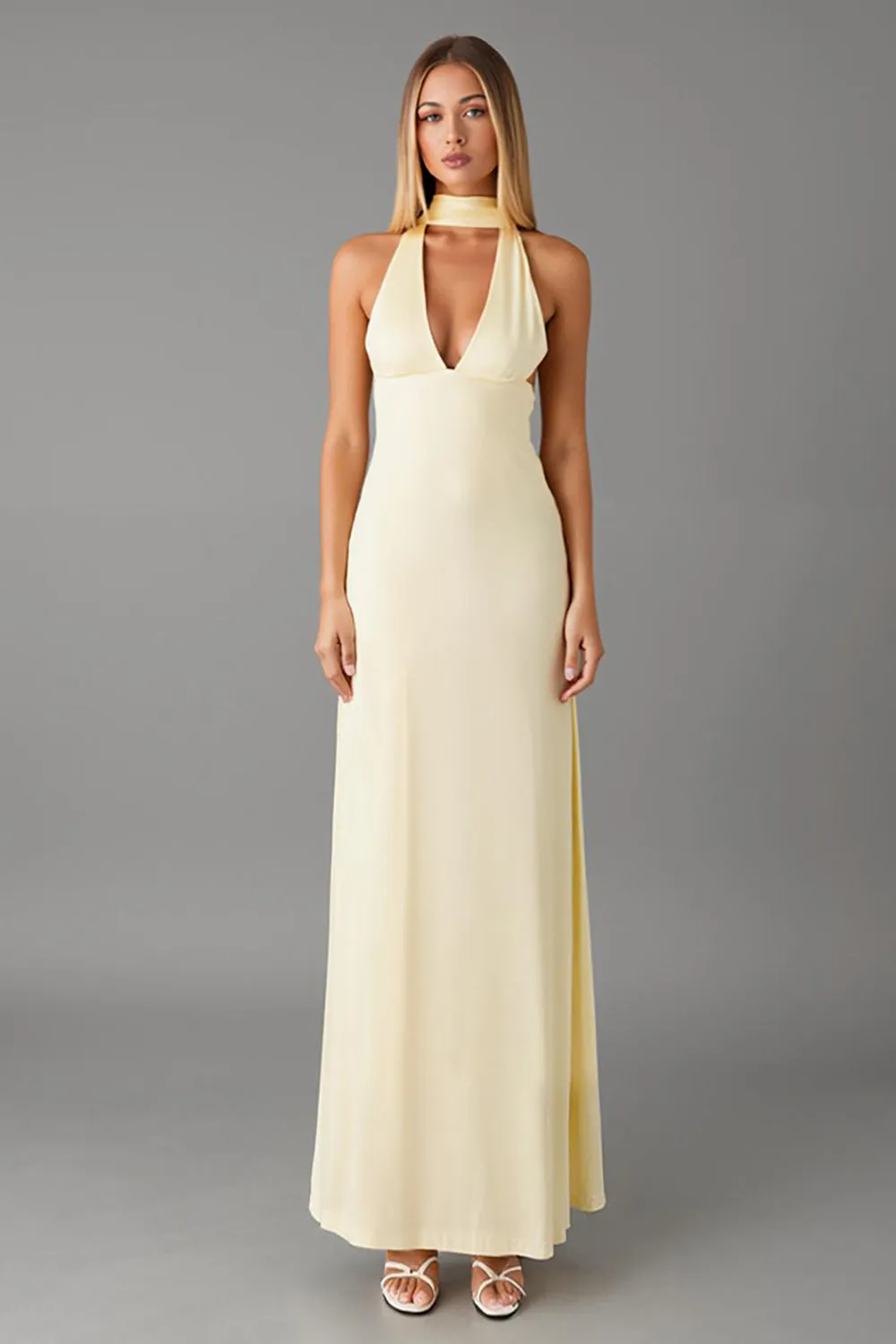 Daffodil V-Neck Sheath Chiffon Formal Dress sold by Zapaka