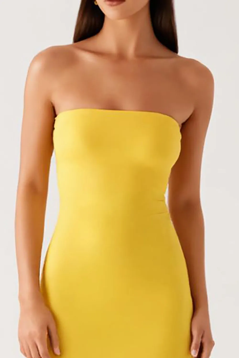 Strapless Yellow Chiffon Formal Dress sold by Zapaka product image thumbnail 3