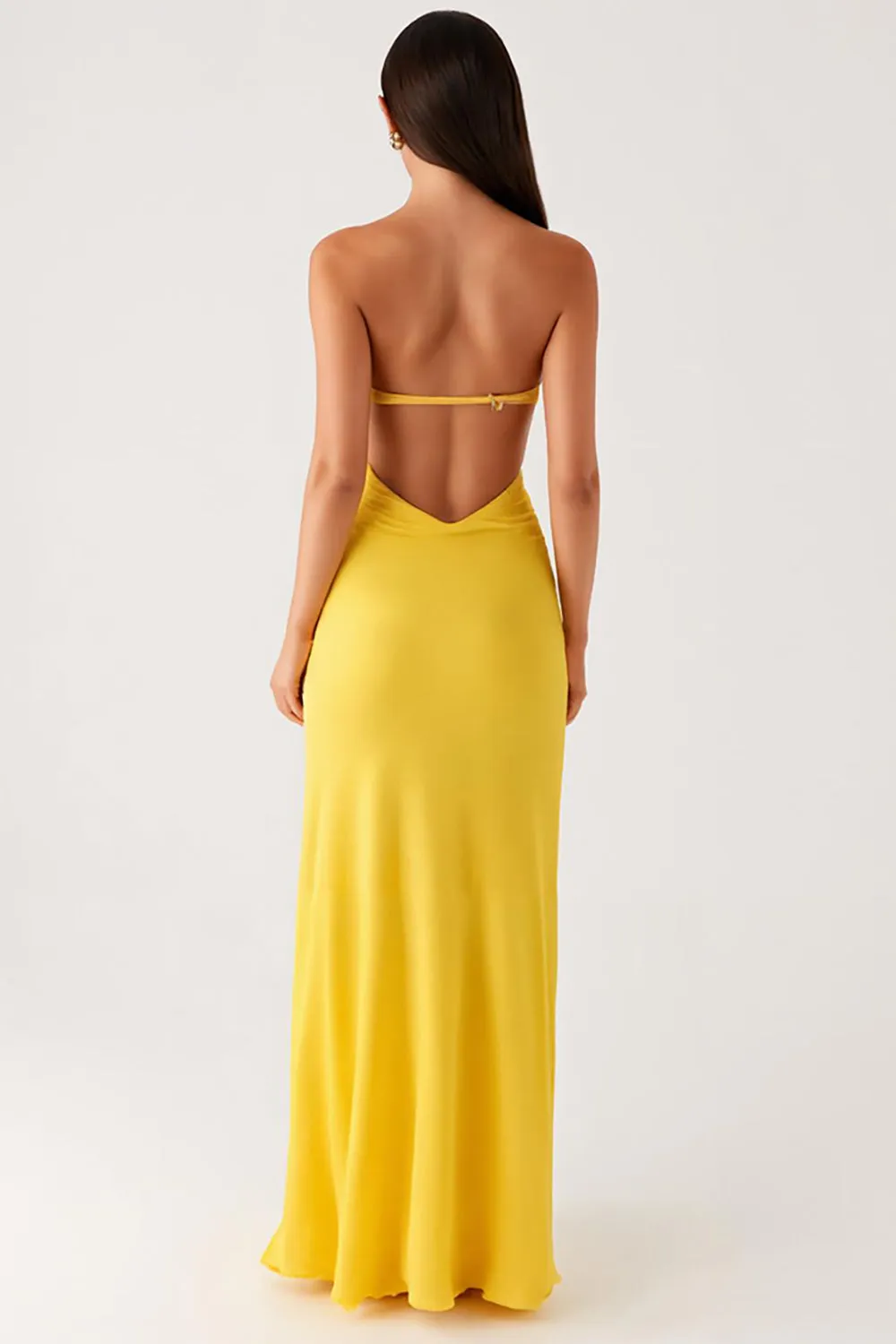 Strapless Yellow Chiffon Formal Dress sold by Zapaka product image thumbnail 2