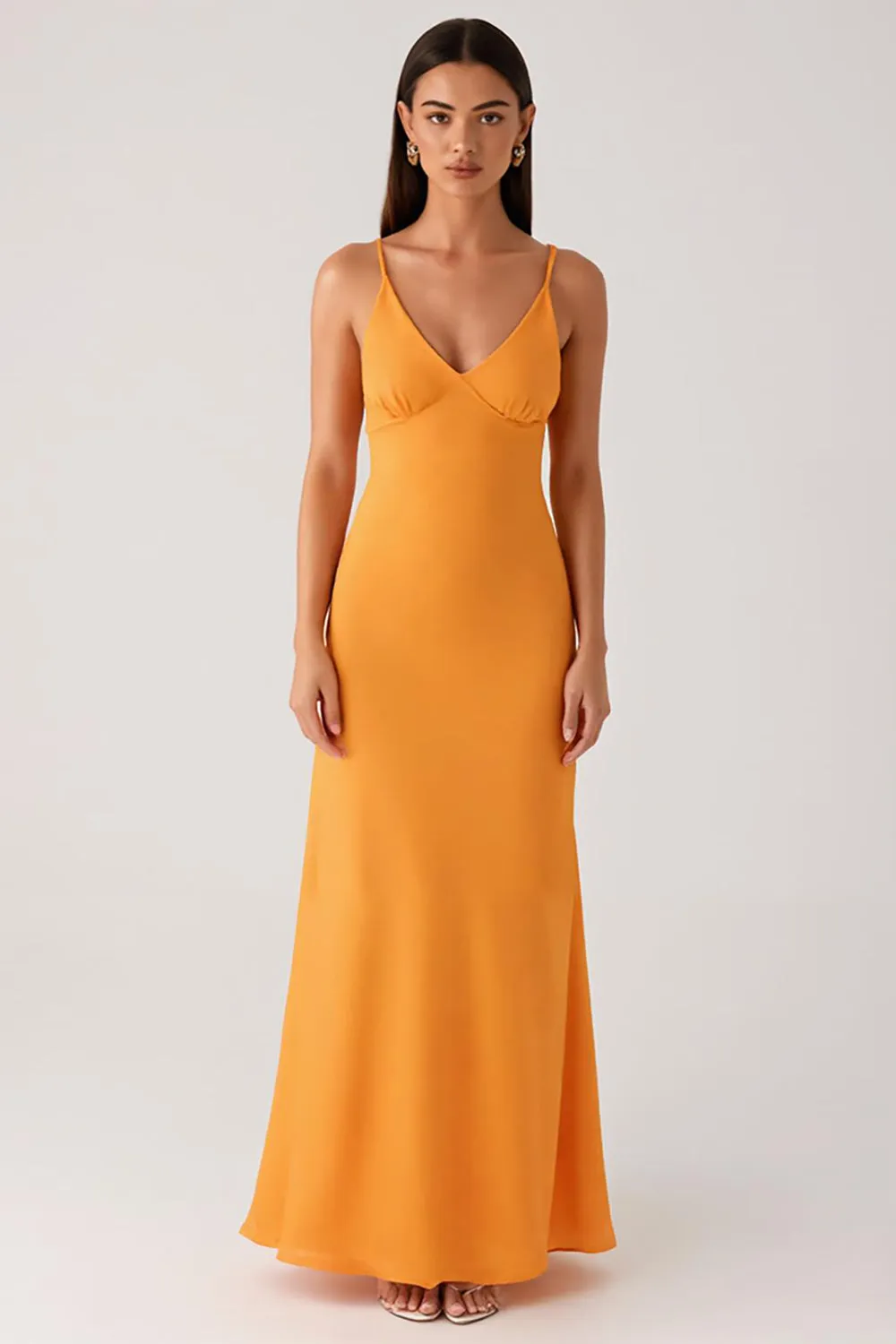 Yellow Spaghetti Straps Chiffon Formal Dress sold by Zapaka