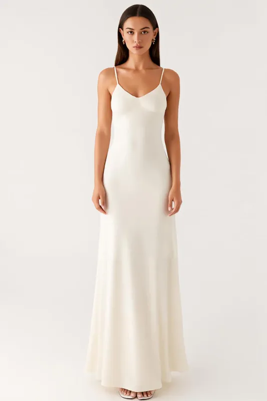 Sheath Ivory Spaghetti Straps Backless Formal Dress sold by Zapaka