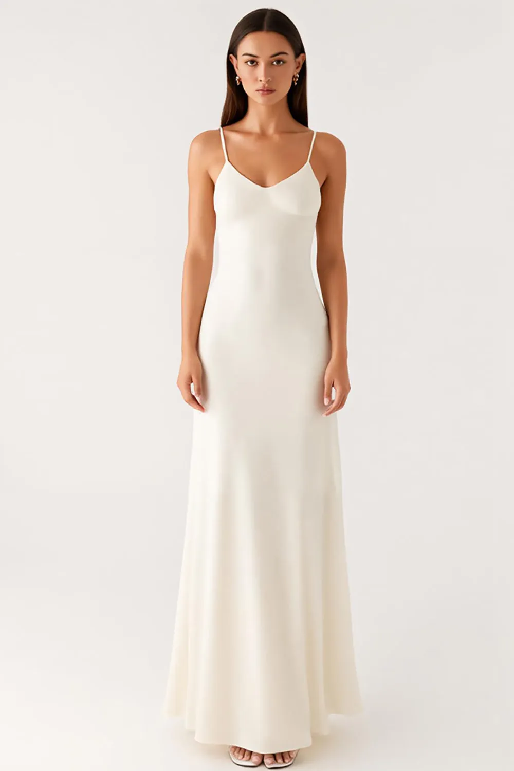 Sheath Ivory Spaghetti Straps Backless Formal Dress sold by Zapaka