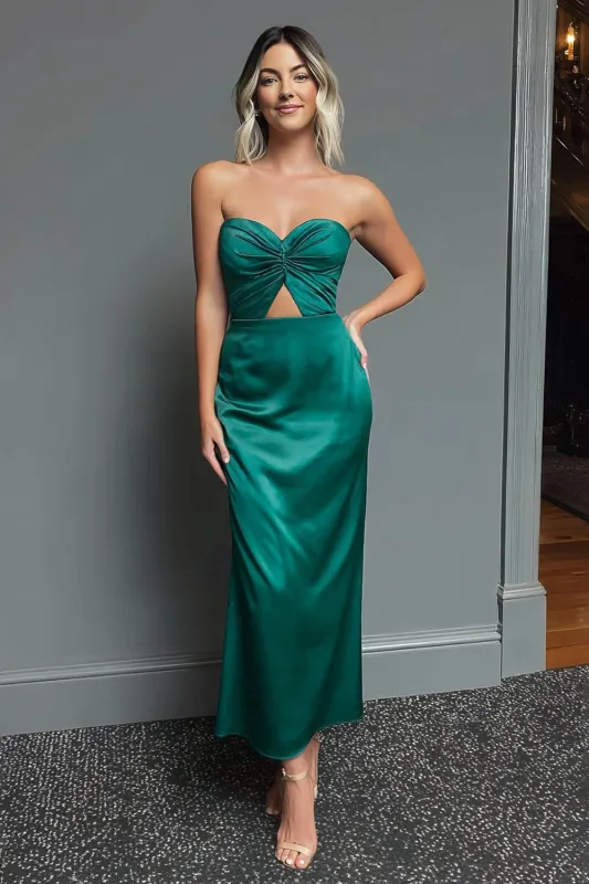 Dark Green Sweetheart Cut Out Sheath Midi Formal Dress sold by Zapaka