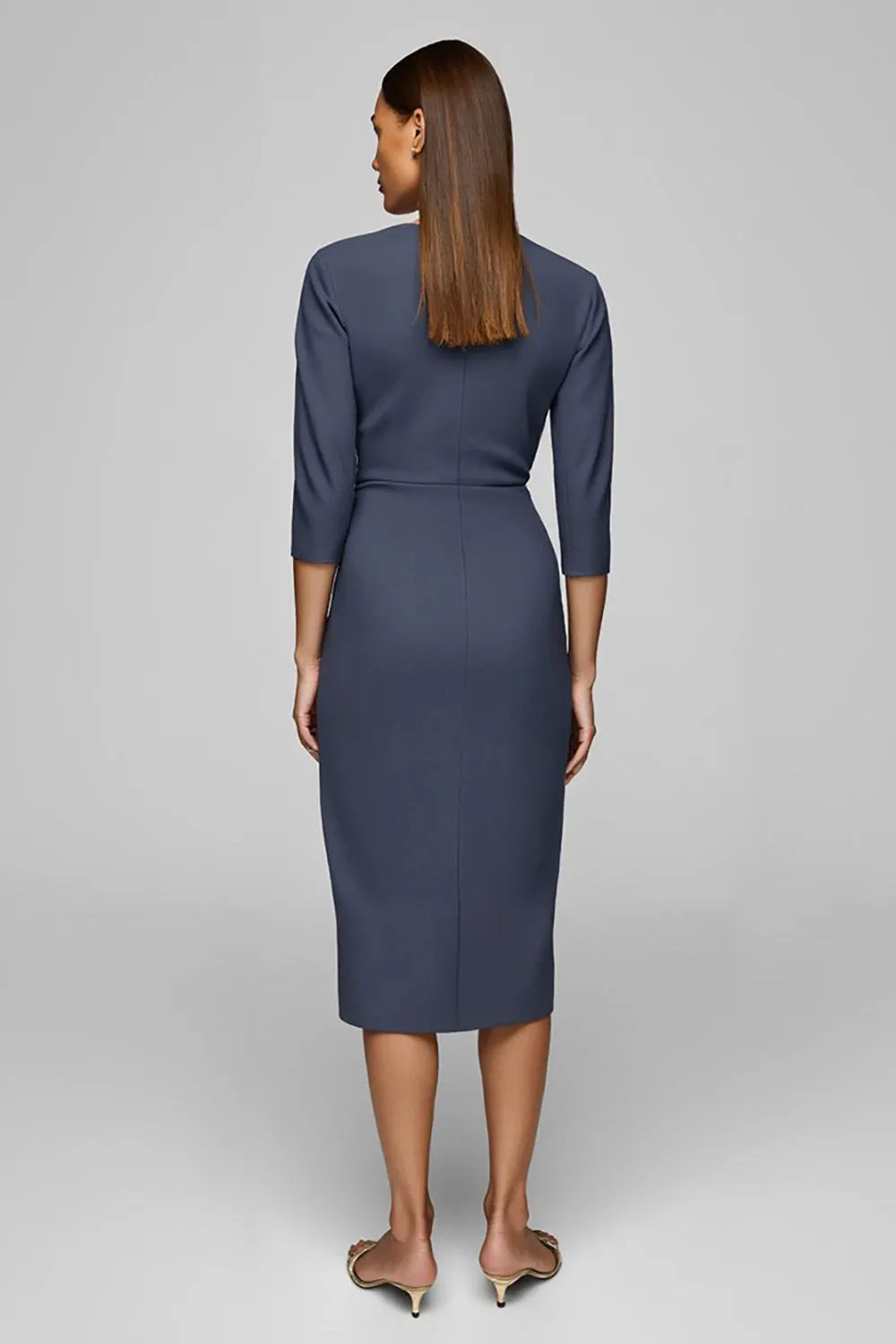 Twilight Sheath Bateau Neck Midi Work Dress with Slit sold by Zapaka product image thumbnail 2