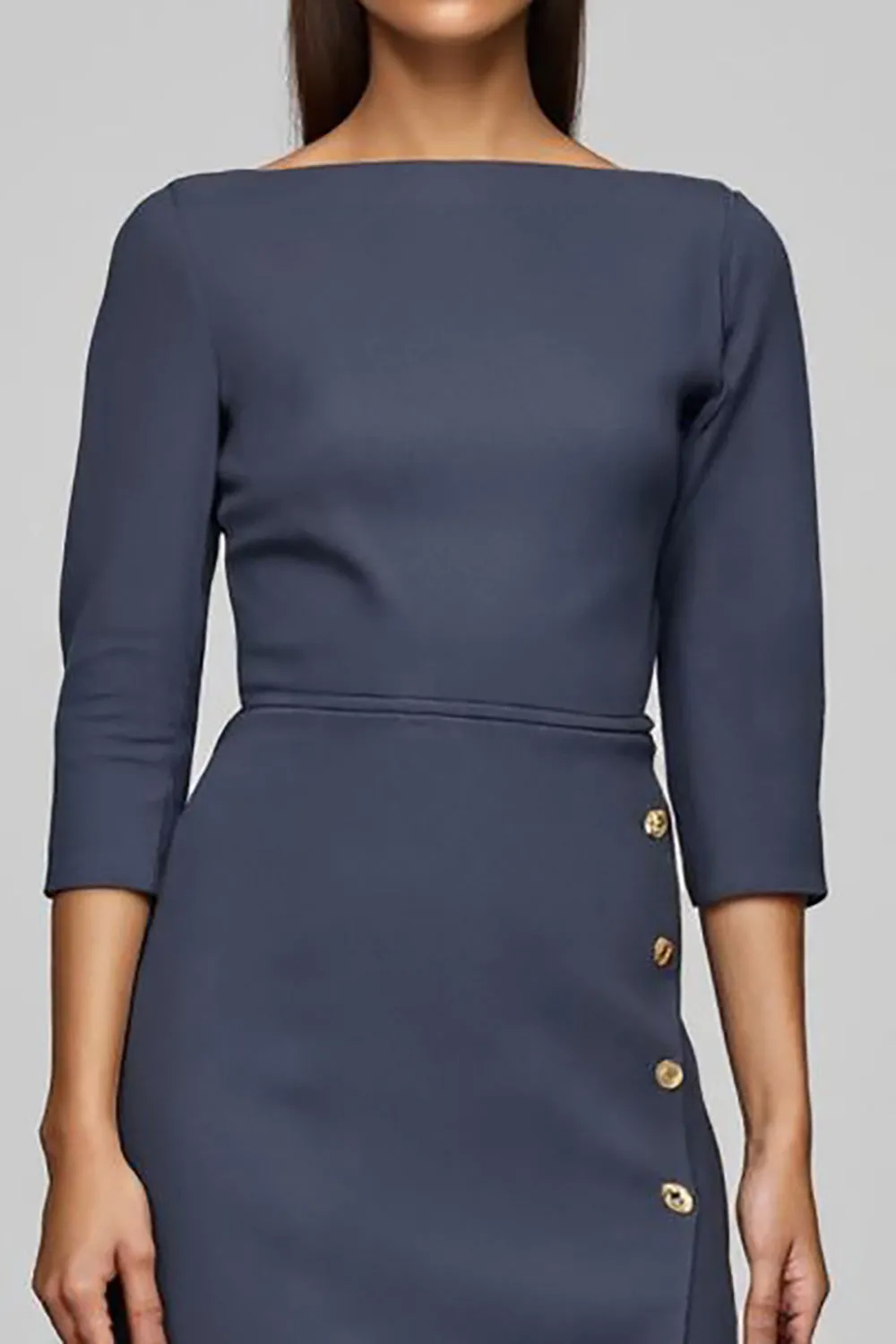 Twilight Sheath Bateau Neck Midi Work Dress with Slit sold by Zapaka product image thumbnail 3