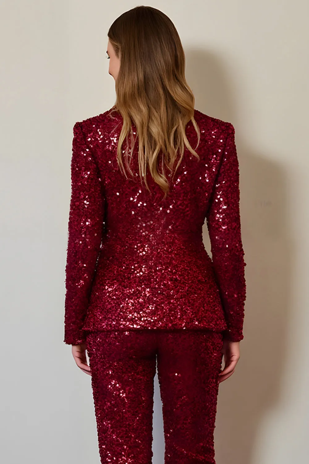 Sparkly Burgundy One Button 2 Piece Prom Suit sold by Zapaka product image thumbnail 4