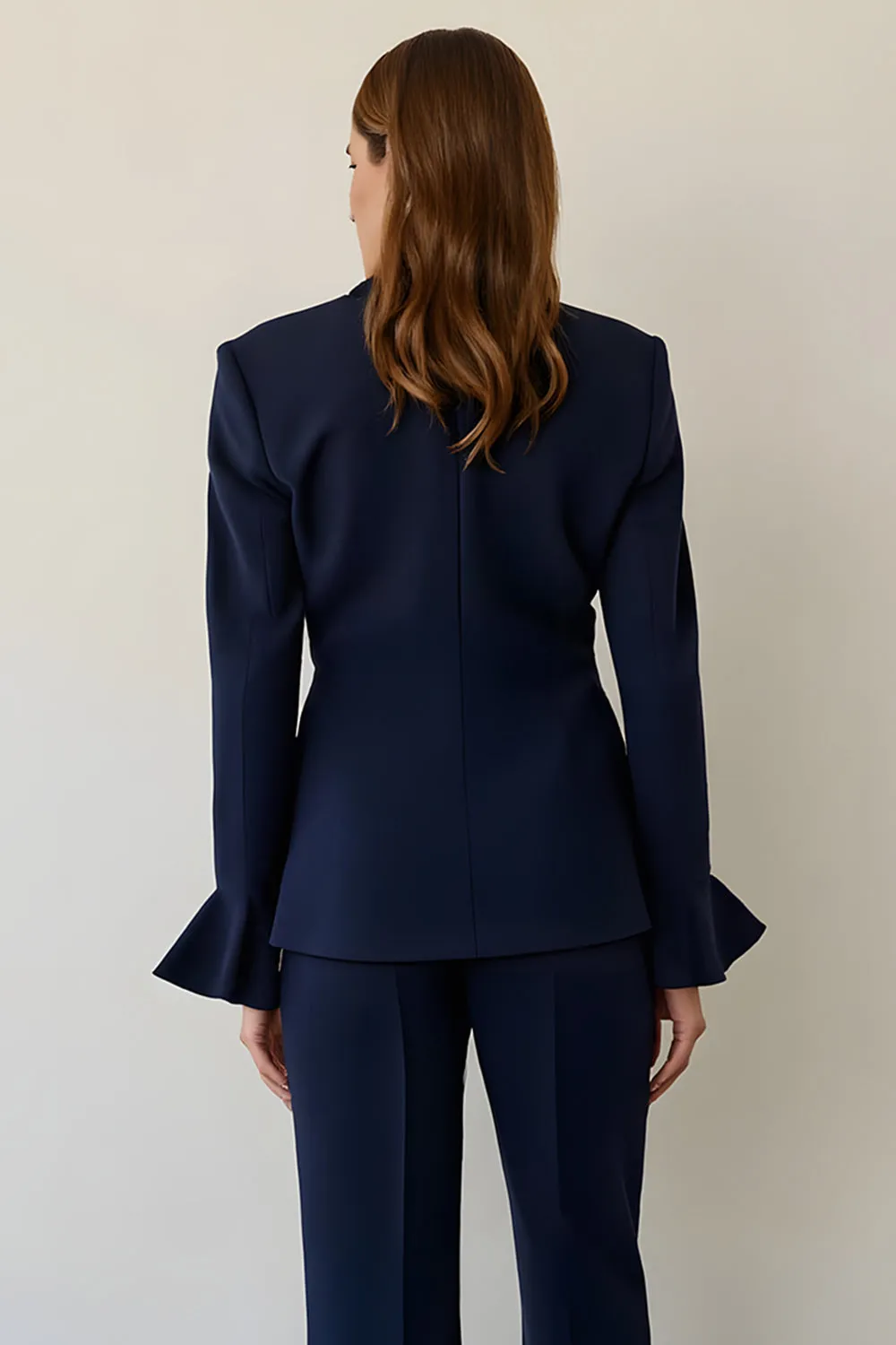 Navy Single Breasted Notched Lapel 2 Piece Work Suit sold by Zapaka product image thumbnail 4