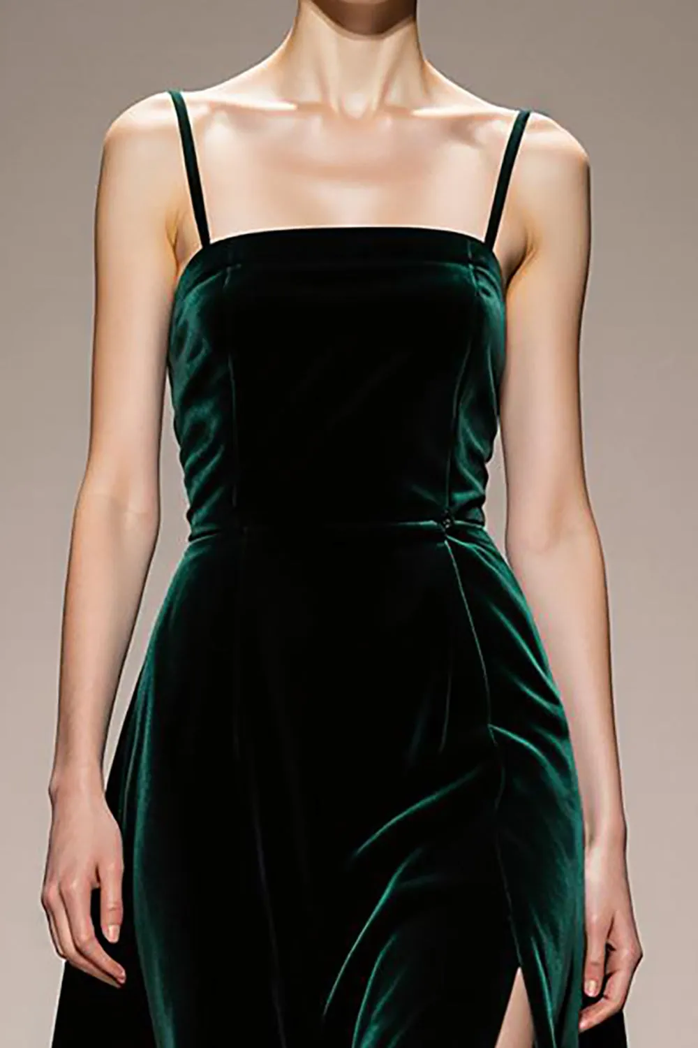 A-Line Dark Green Velvet Evening Dress with Slit sold by Zapaka product image thumbnail 3