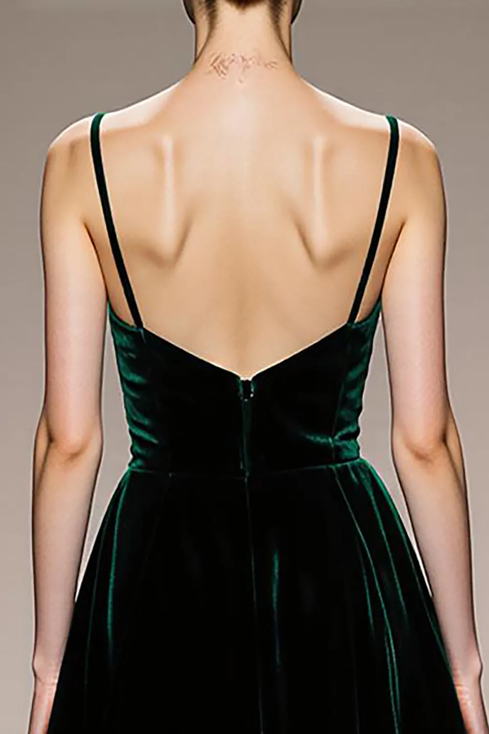 A-Line Dark Green Velvet Evening Dress with Slit sold by Zapaka product image thumbnail 4
