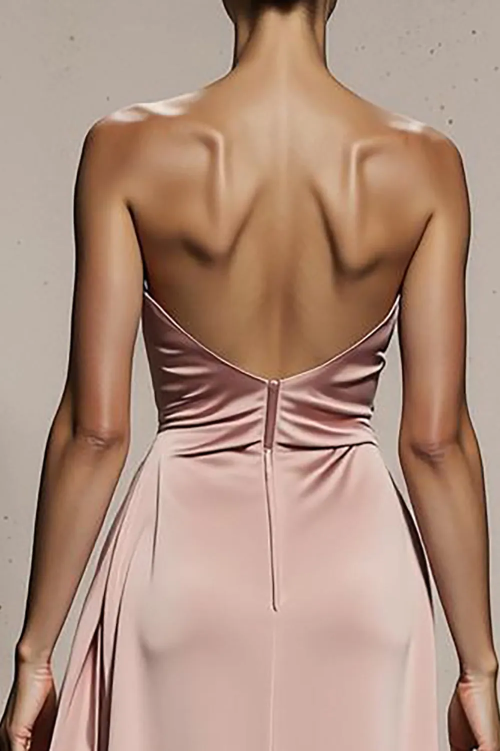 Off The Shoulder Light Pink Sheath Strapless Evening Dress sold by Zapaka product image thumbnail 4