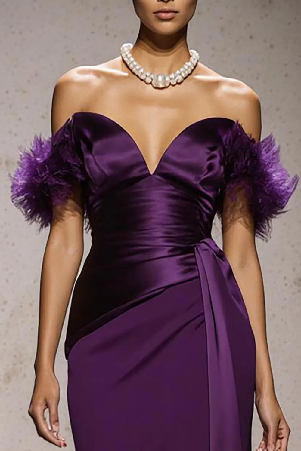 Purple Off The Shoulder Mermaid Long Pageant Dress sold by Zapaka product image thumbnail 3
