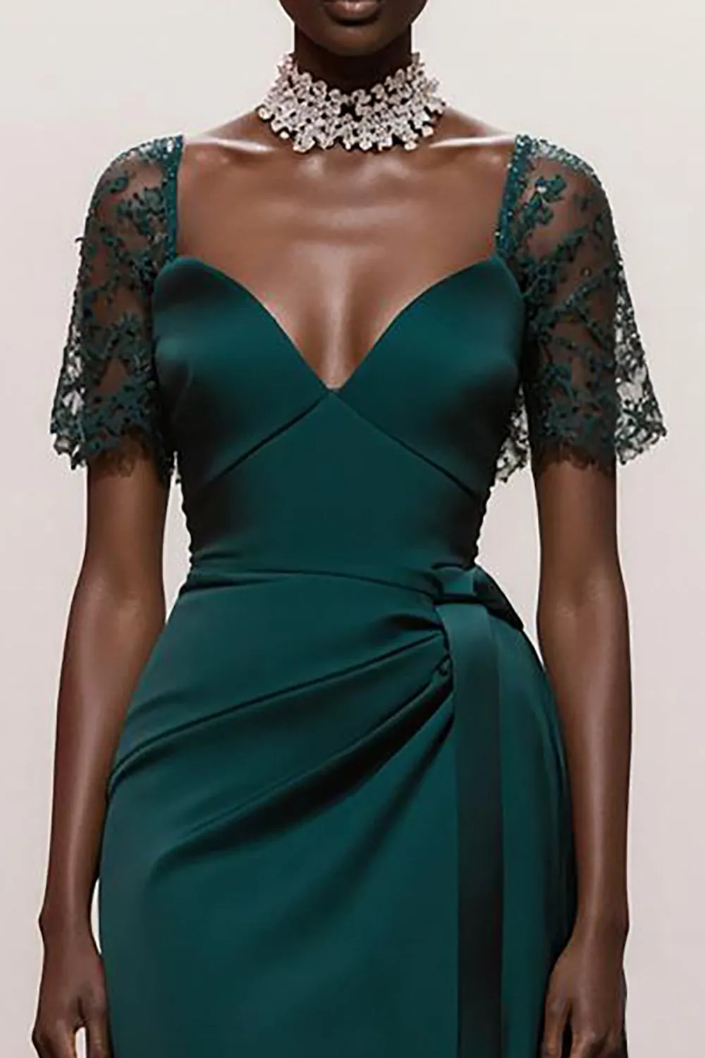 A-Line Dark Green Short Sleeve Pageant Dress sold by Zapaka product image thumbnail 3