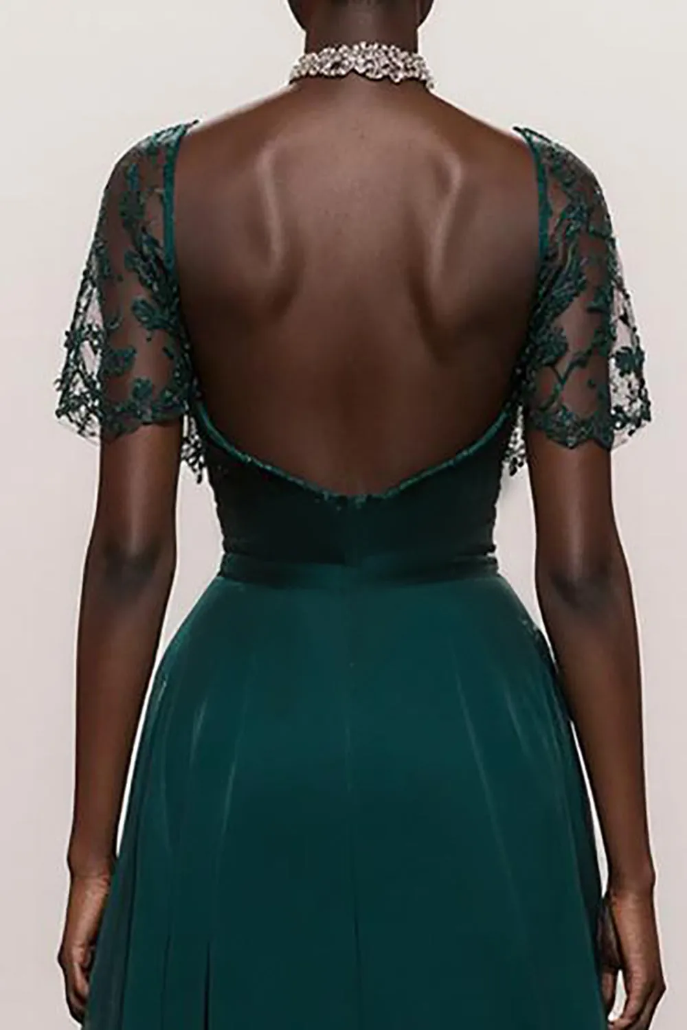 A-Line Dark Green Short Sleeve Pageant Dress sold by Zapaka product image thumbnail 4