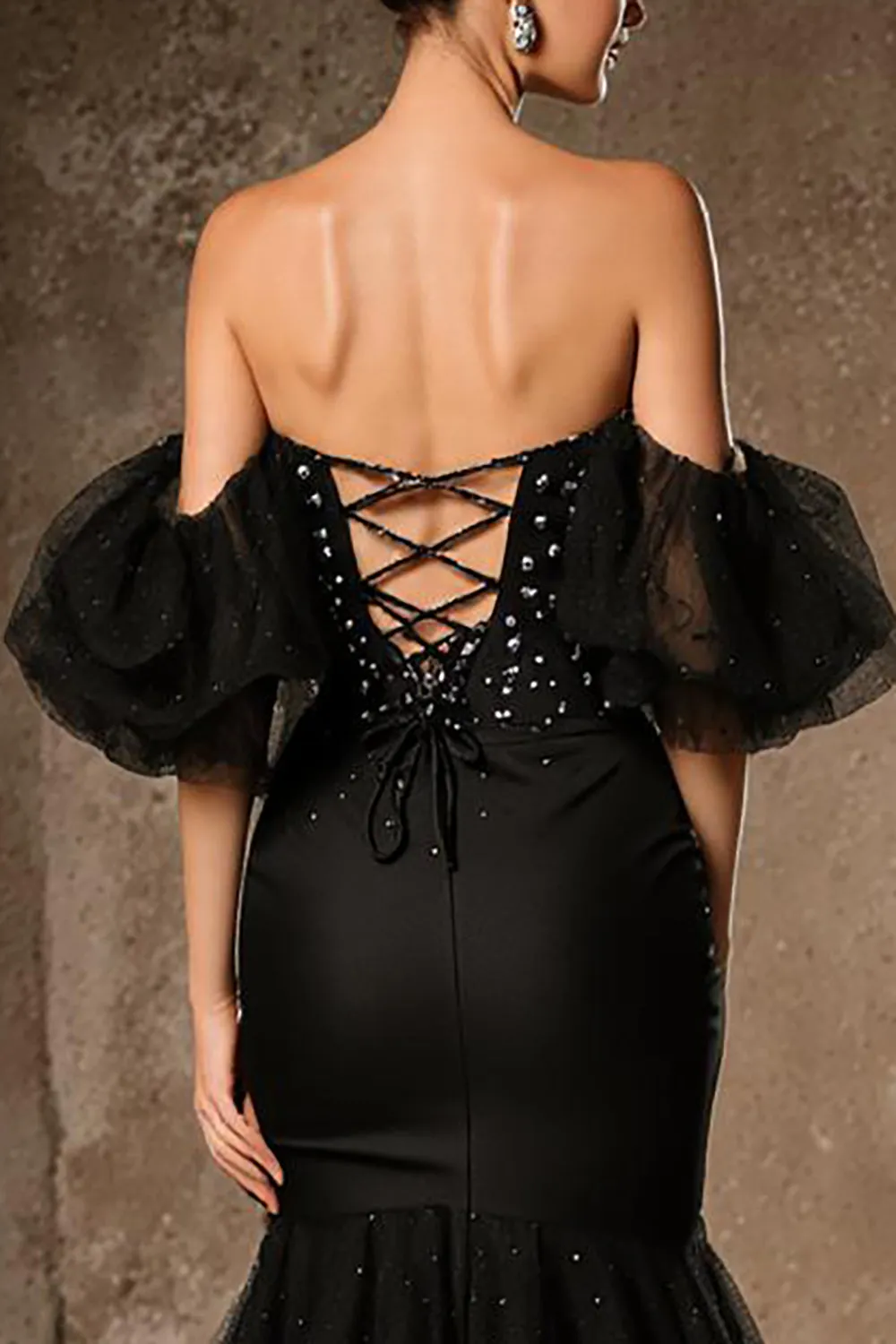 Sparkly Black Off The Shoulder Mermaid Pageant Dress sold by Zapaka product image thumbnail 4