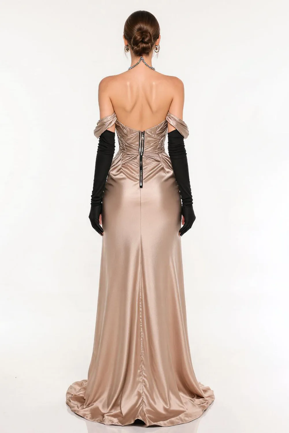 Champagne Sheath Satin Off The Shoulder Pageant Dress sold by Zapaka product image thumbnail 2