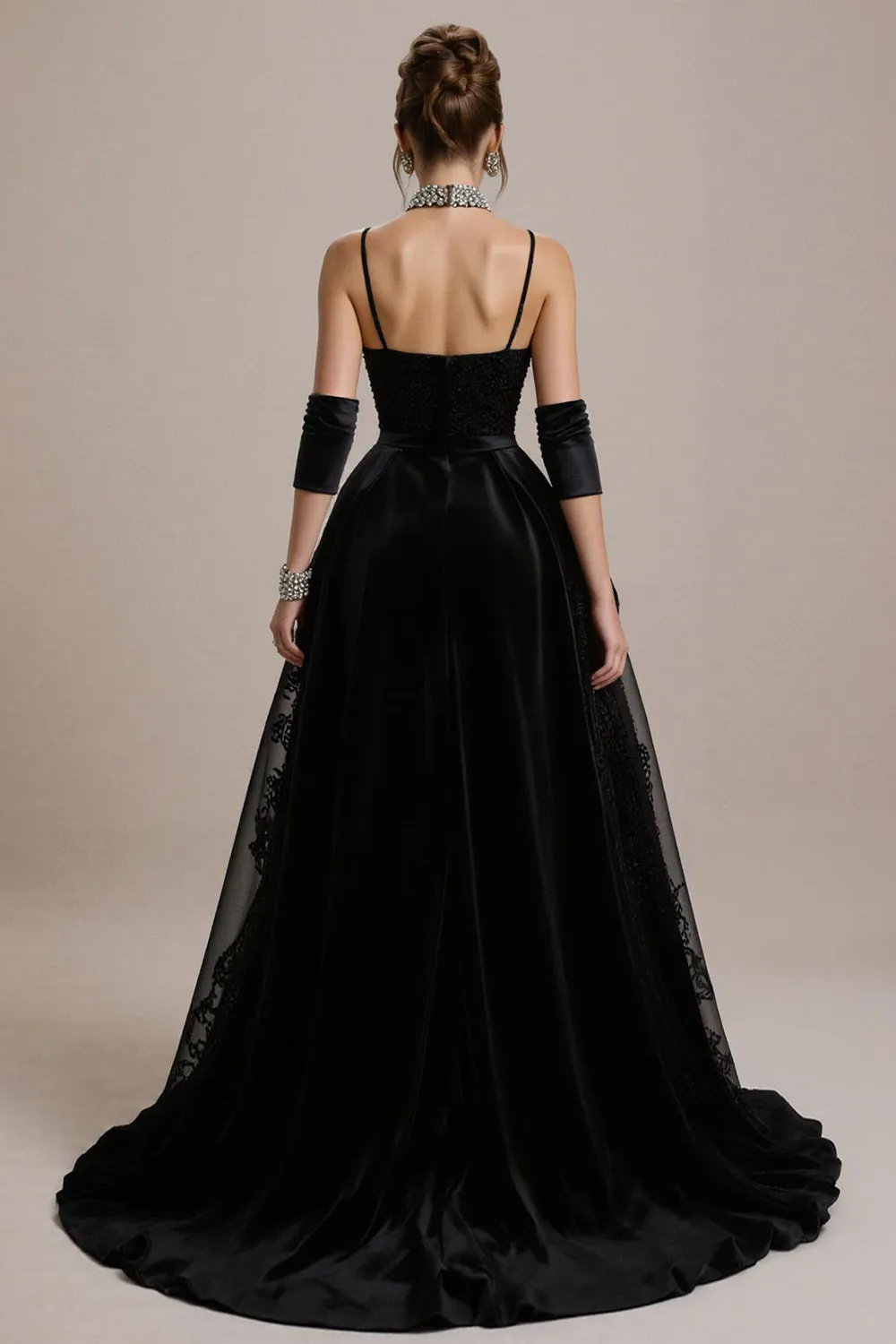 Black Lace Appliqued A-Line Pageant Dress sold by Zapaka product image thumbnail 2