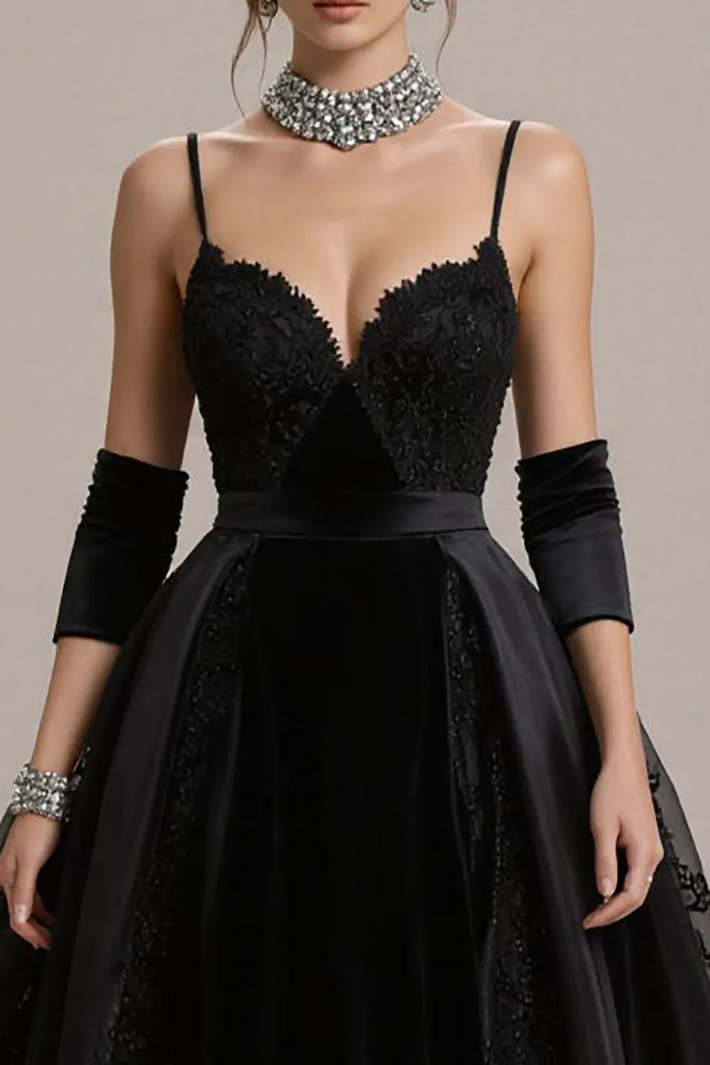 Black Lace Appliqued A-Line Pageant Dress sold by Zapaka product image thumbnail 3