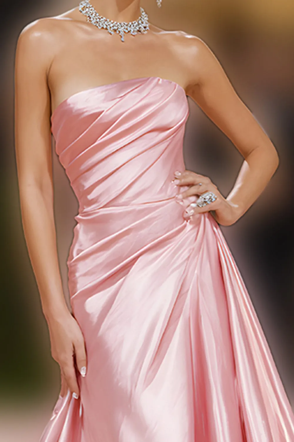 Strapless Blush Ruched Mermaid Pageant Dress sold by Zapaka product image thumbnail 2