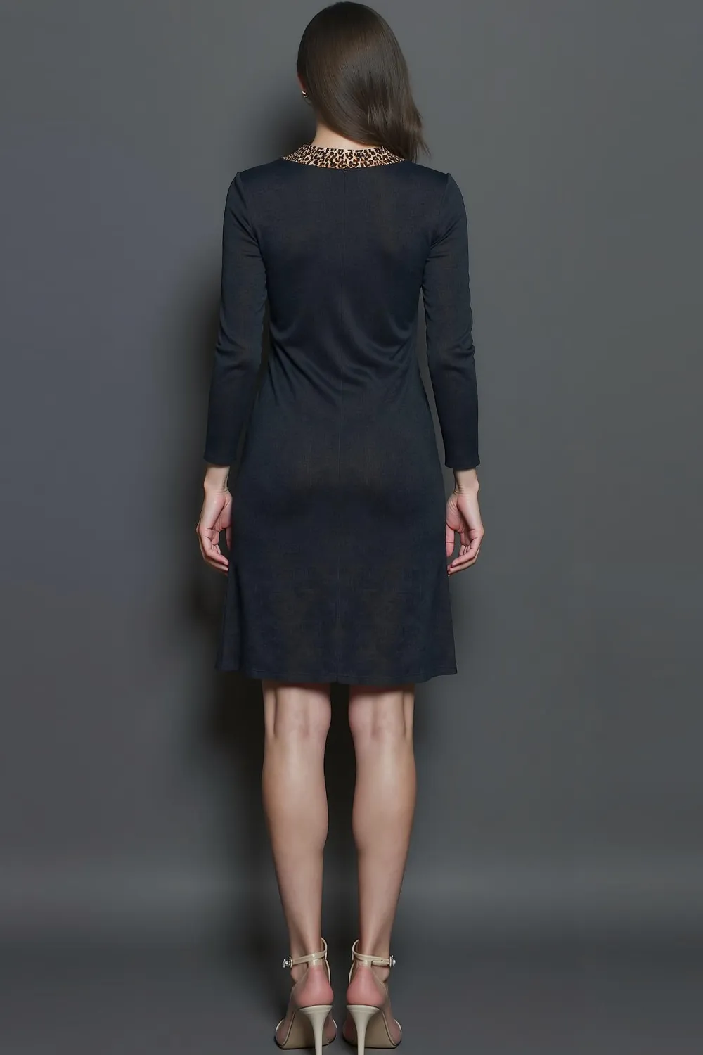 Black Pencil Round Neck Midi Work Dress with Sleeves sold by Zapaka product image thumbnail 2