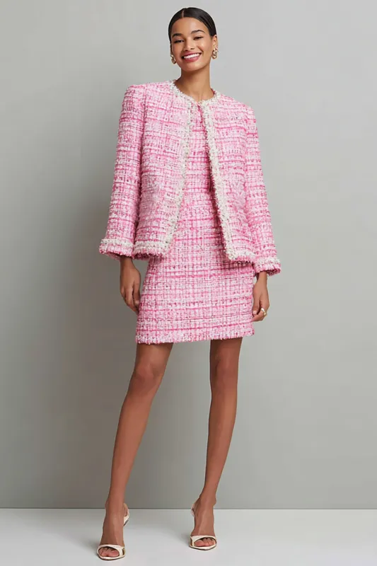 Pink 2-Piece Long Sleeve Bodycon Work Dress sold by Zapaka