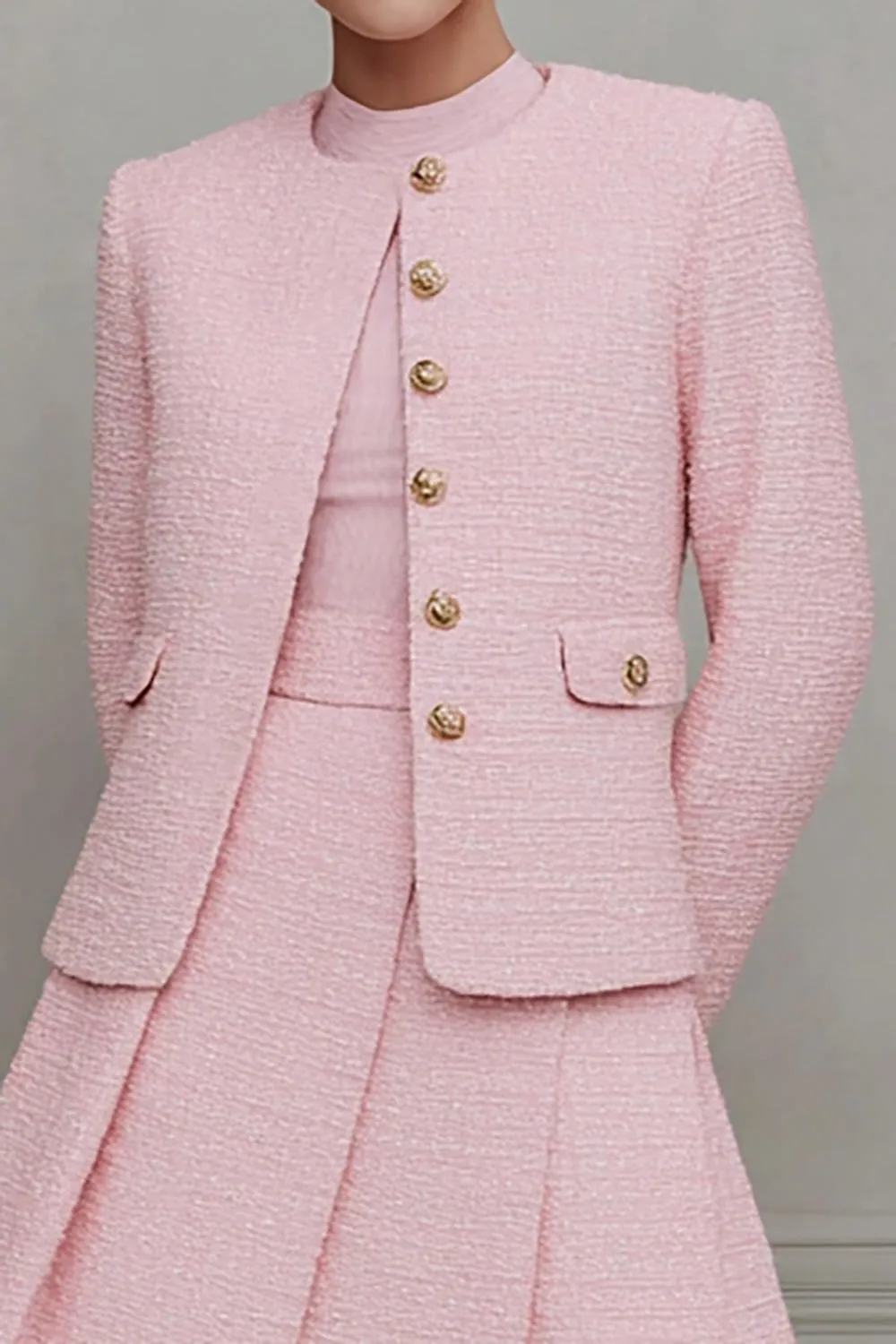 Pink A Line 2-Piece Long Sleeve Work Dress sold by Zapaka product image thumbnail 2