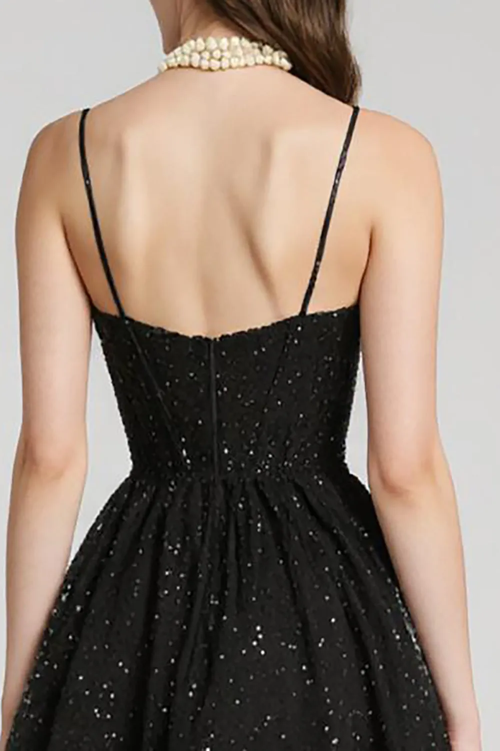 Sparkly Black Sequin Sweetheart A Line Short Cocktail Dress sold by Zapaka product image thumbnail 4