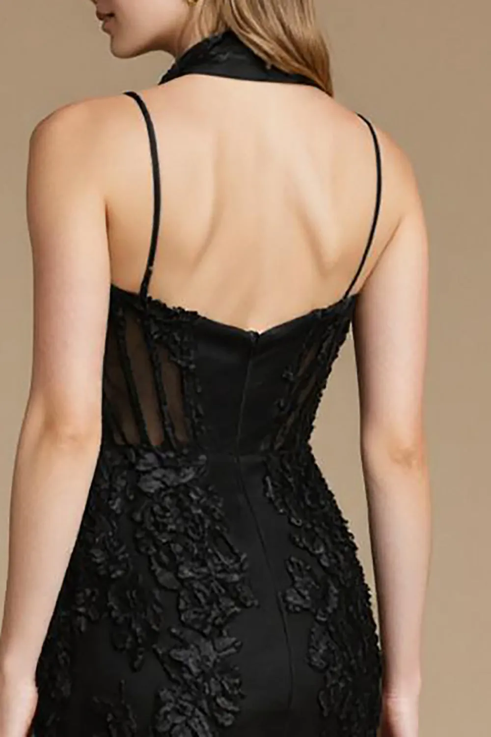 Black Corset Floral Spaghetti Straps A Line Short Cocktail Dress sold by Zapaka product image thumbnail 4