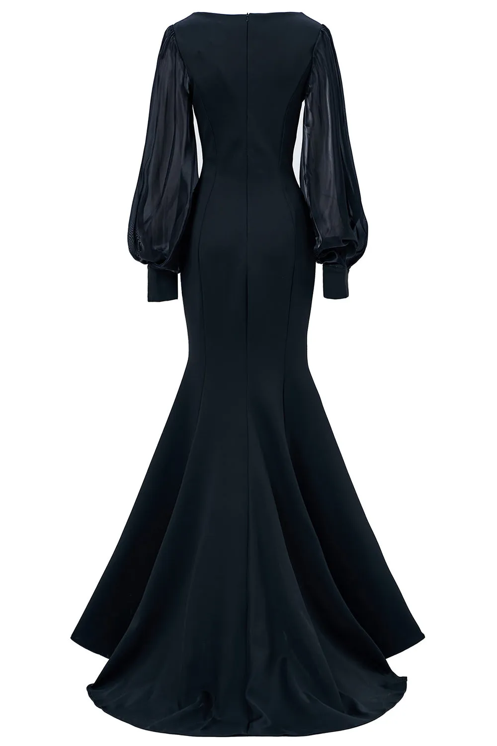 Black Mermaid Long Sleeve Mother of the Bride Dress with Appliques sold by Zapaka product image thumbnail 2
