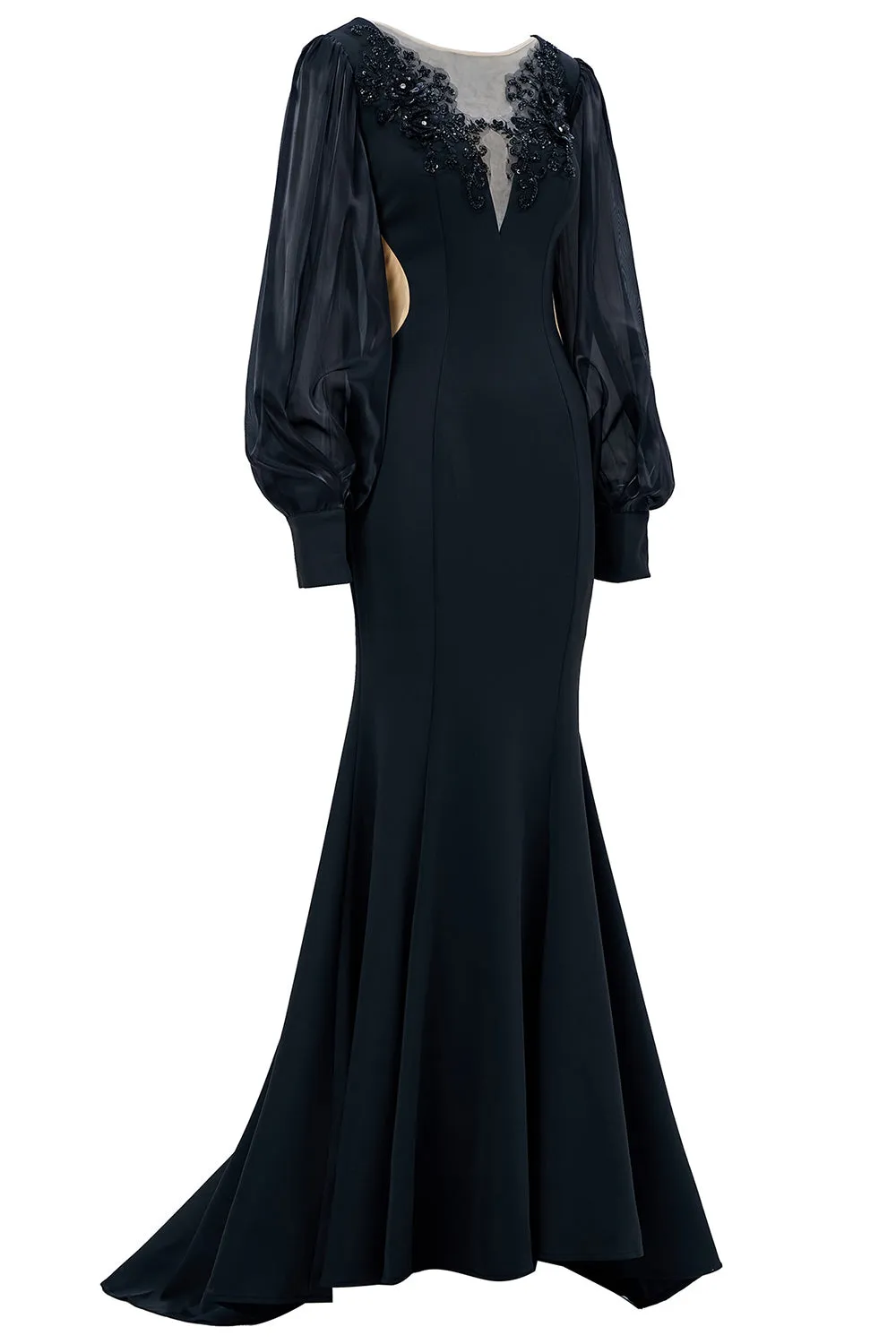 Black Mermaid Long Sleeve Mother of the Bride Dress with Appliques sold by Zapaka product image thumbnail 3