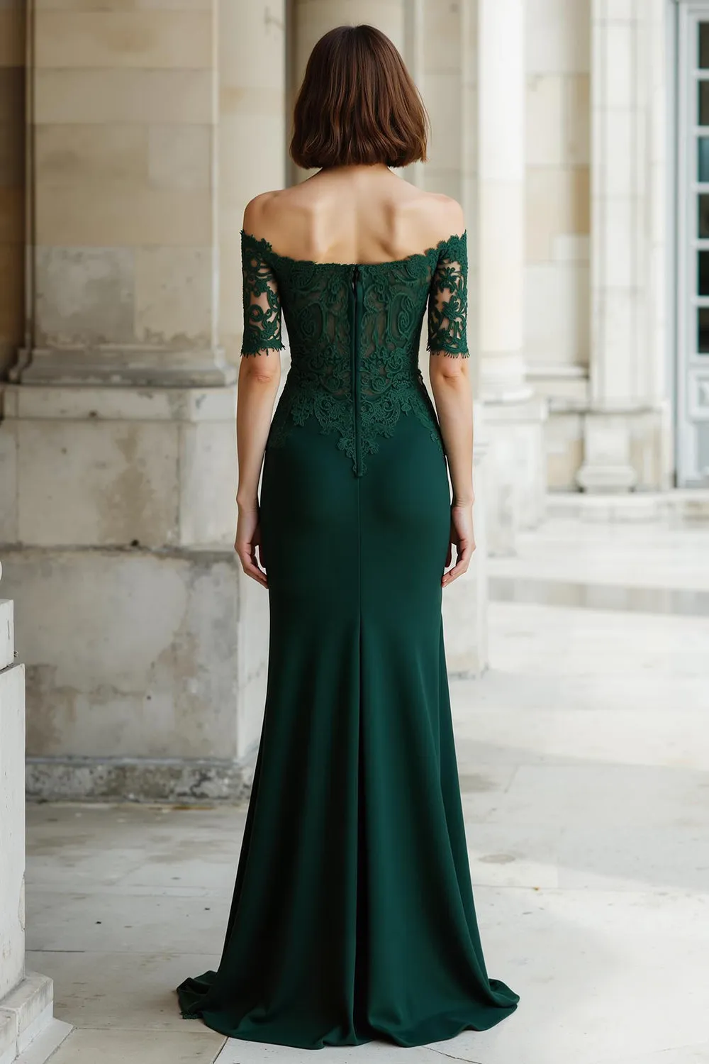 Pine Mermaid Off the Shoulder Maxi Mother of the Bride Dress with Lace sold by Zapaka product image thumbnail 2