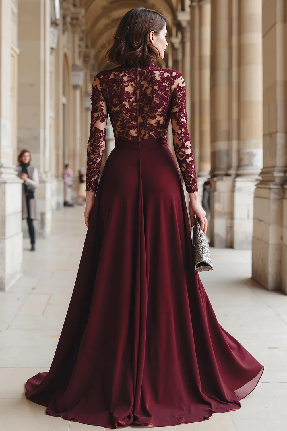 A-Line Cabernet Lace Applique Chiffon Mother of the Bride Dress sold by Zapaka product image thumbnail 2