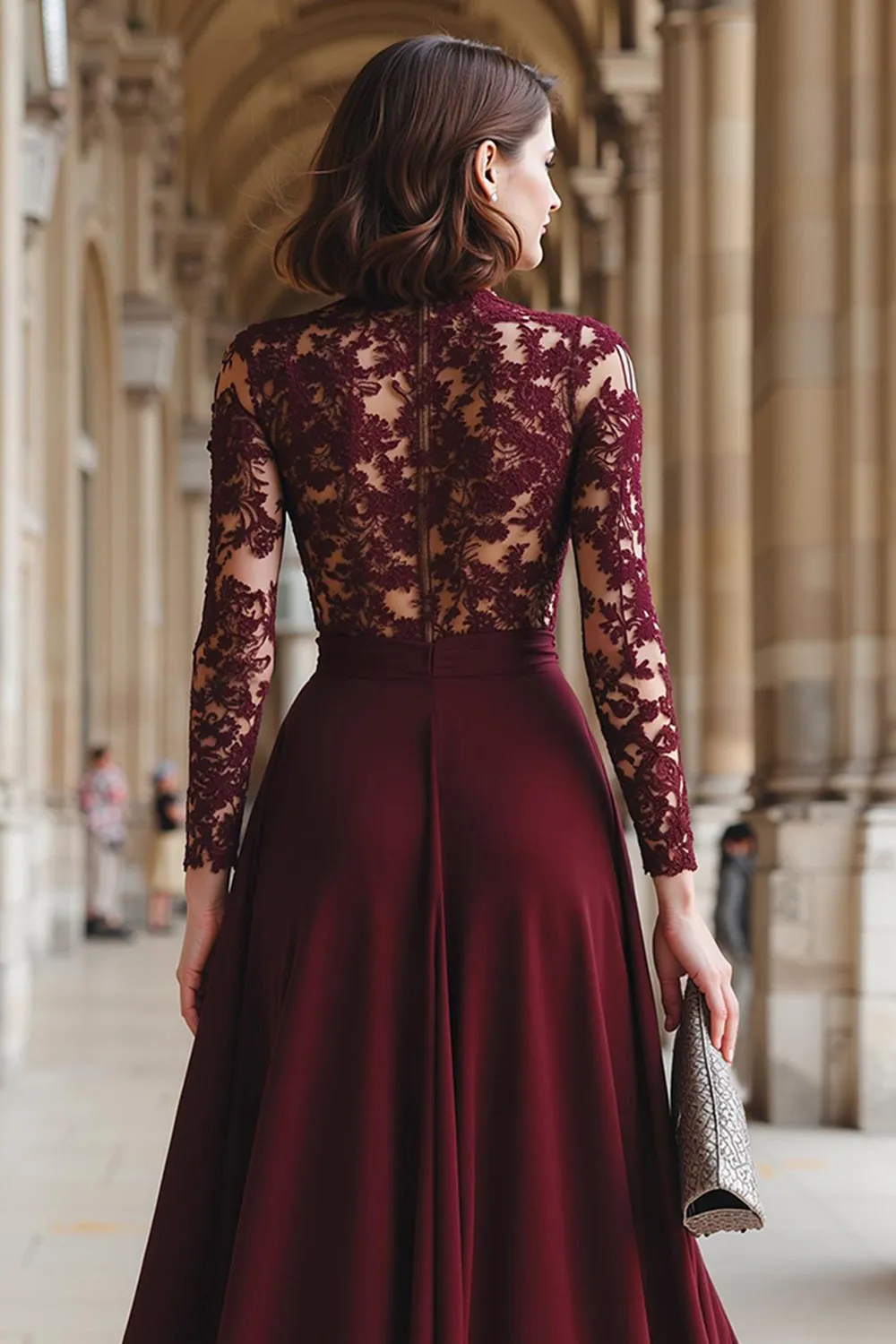 A-Line Cabernet Lace Applique Chiffon Mother of the Bride Dress sold by Zapaka product image thumbnail 4