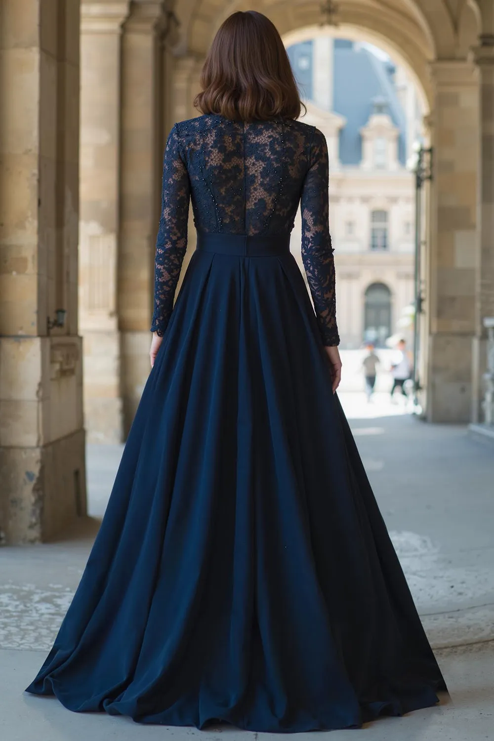 A-Line High Neck Navy Lace Applique Mother of the Bride Dress sold by Zapaka product image thumbnail 2