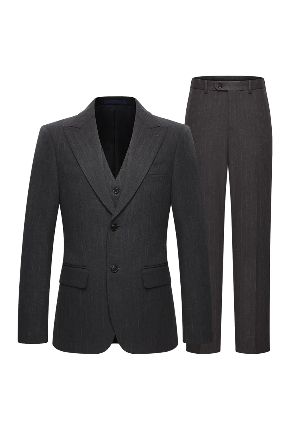 Peak Lapel 3 Piece Single Breasted Coffee Men's Suits sold by Zapaka
