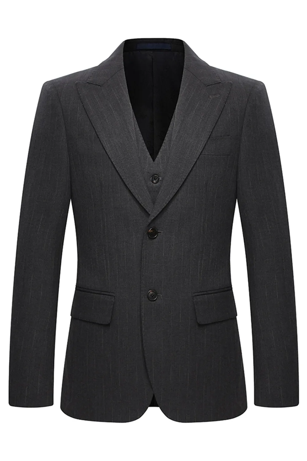 Peak Lapel 3 Piece Single Breasted Coffee Men's Suits sold by Zapaka product image thumbnail 2