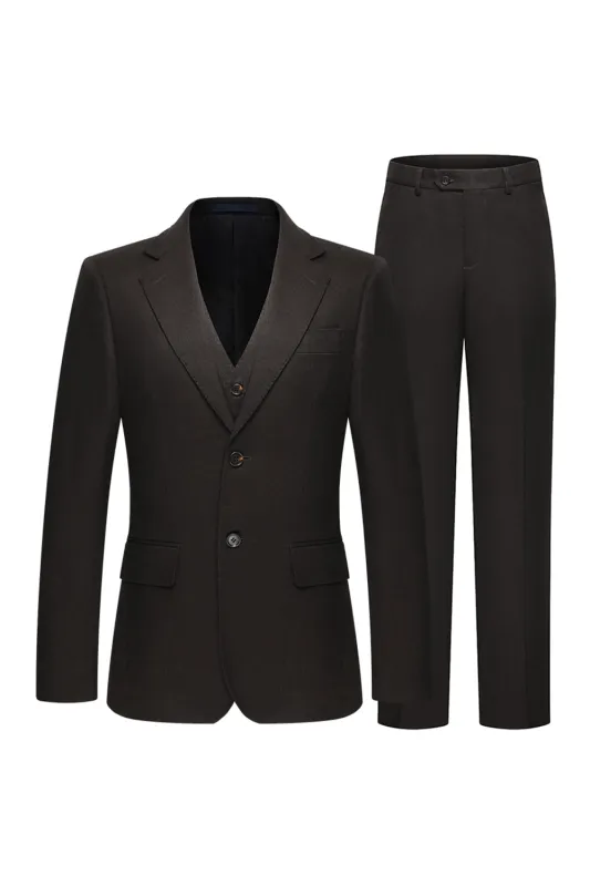 Coffee 3 Piece Single Breasted Notched Lapel Men's Business Suits sold by Zapaka