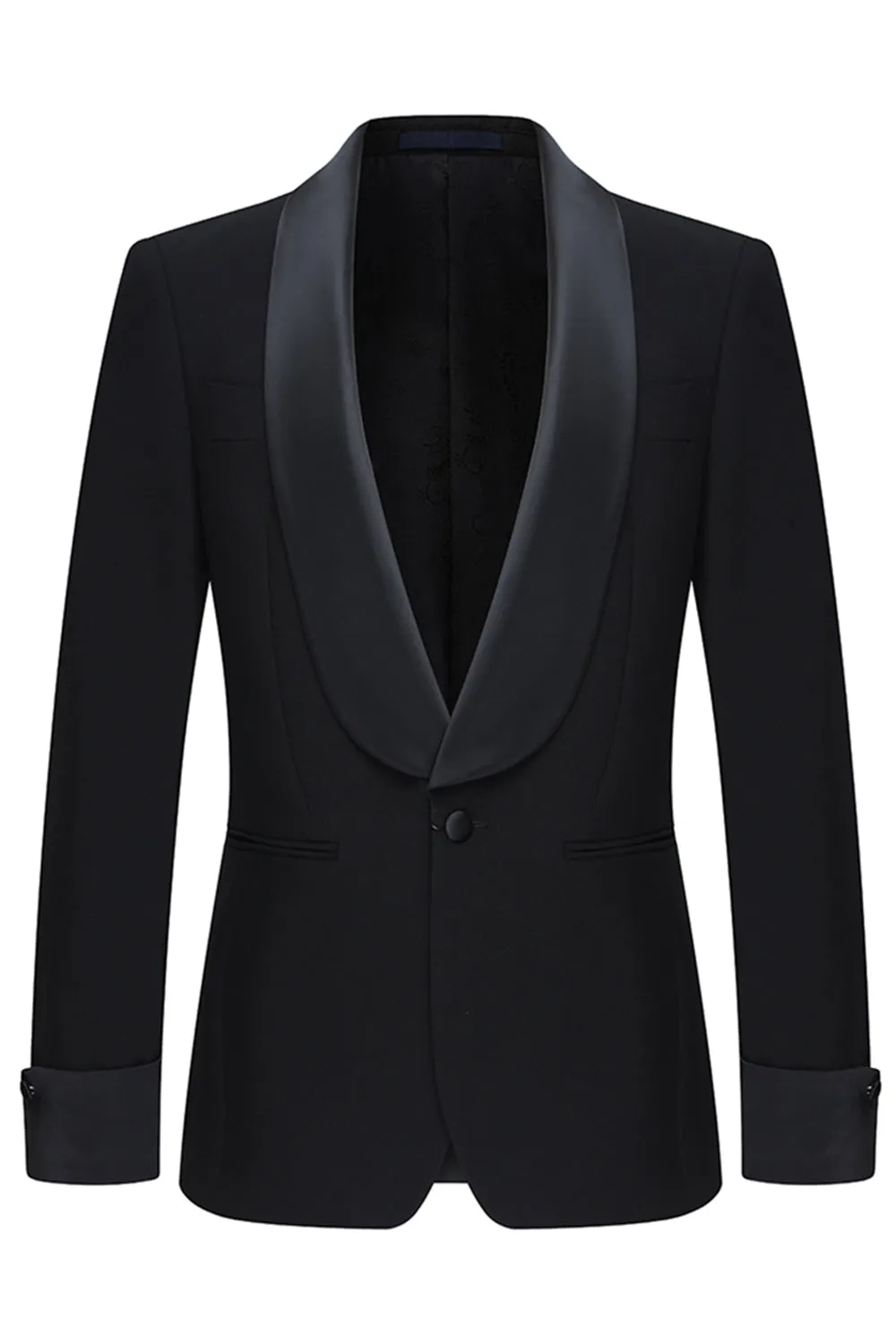 Slim Fit Black 2 Piece Shawl Lapel One Button Men's Suits sold by Zapaka product image thumbnail 2