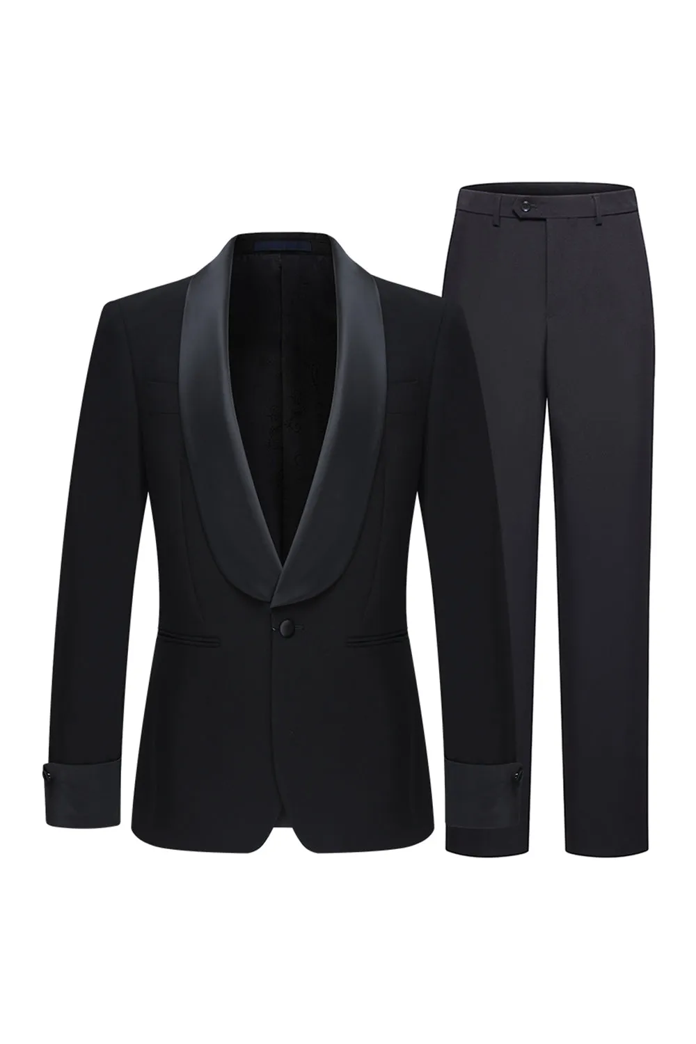 Slim Fit Black 2 Piece Shawl Lapel One Button Men's Suits sold by Zapaka