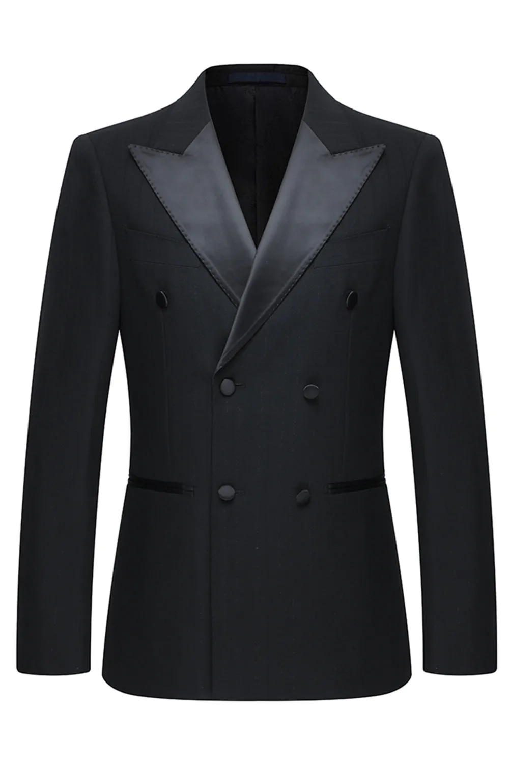 2 Piece Peak Lapel Double Breasted Black Men's Party Suits sold by Zapaka product image thumbnail 2