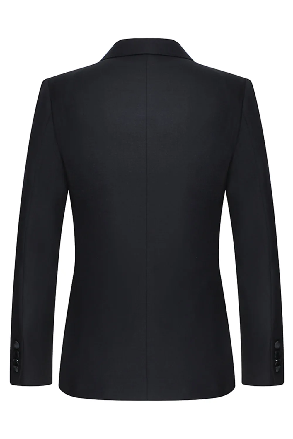 Black 3 Piece Peak Lapel Slim Fit Men's Wedding Suits sold by Zapaka product image thumbnail 3