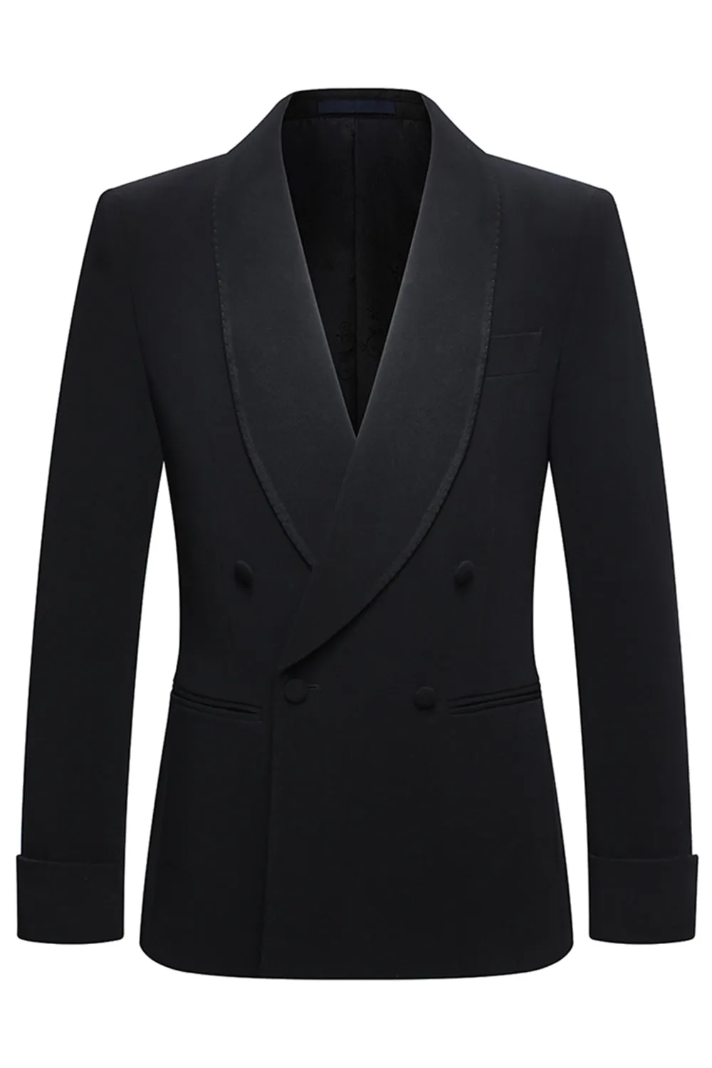 Double Breasted Black Shawl Lapel 2 Piece Men's Suits sold by Zapaka product image thumbnail 2