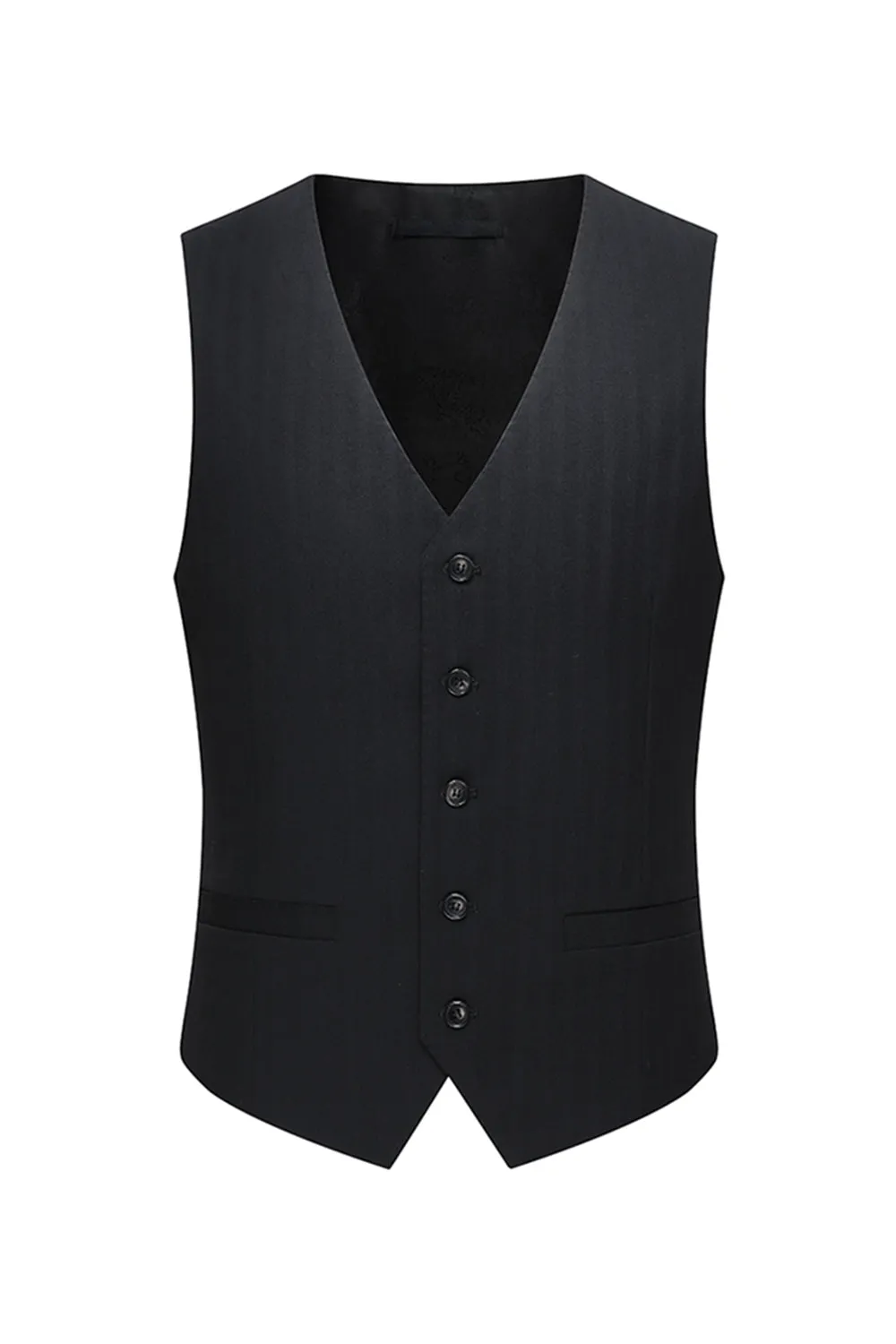 Black 3 Piece Peak Lapel Double Breasted Men's Business Suits sold by Zapaka product image thumbnail 5